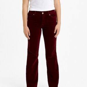 Burgundy Red Velvet Pants Y2K Logo Buttons Size 29-valentine-low rise